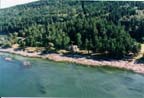 Field and shoreline east of the beach area